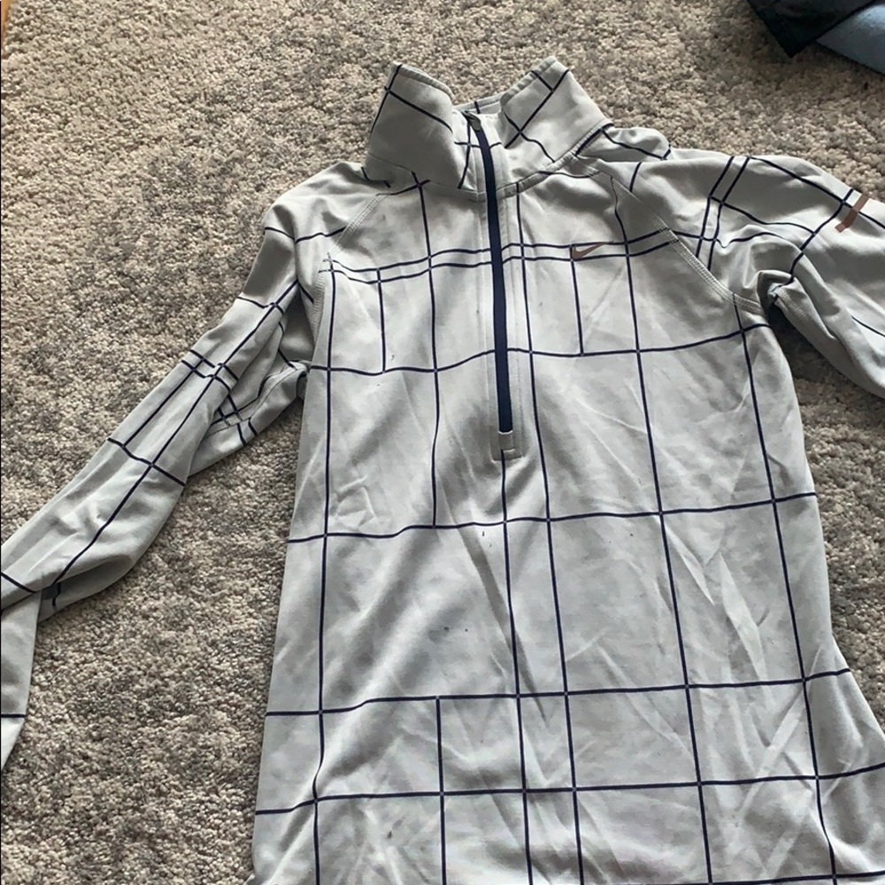 Nike grey and navy dri-fit running 1/4 zip